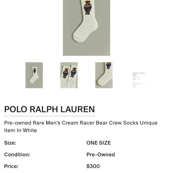 Polo Ralph Lauren racer bear socks new with tags - Picture 2 of 6